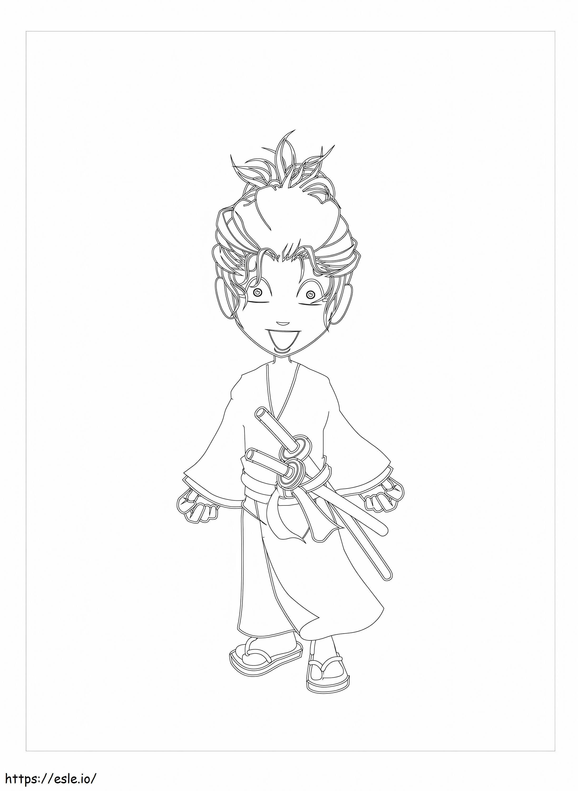 Funny Samurai coloring page