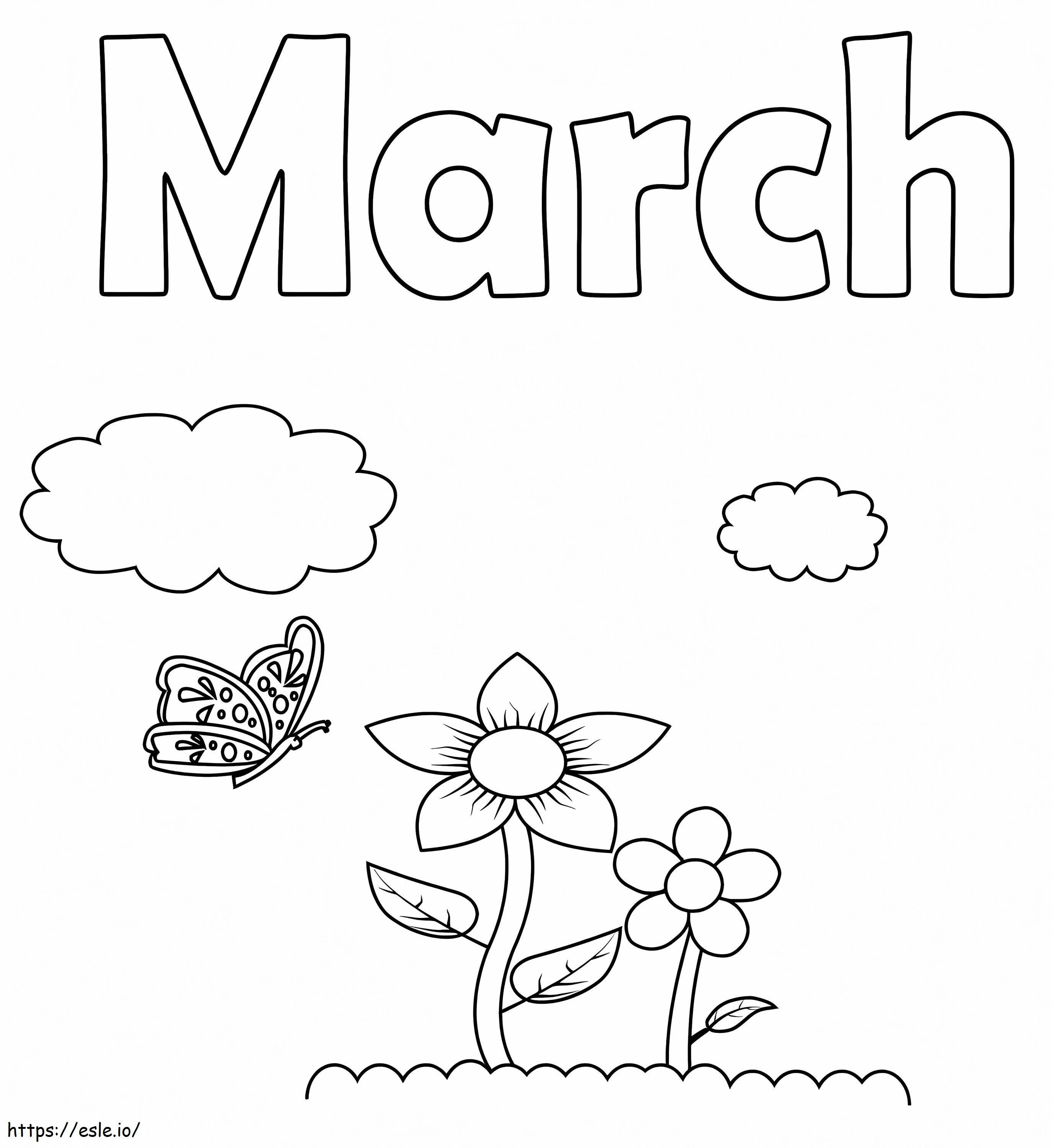 Página para colorir de março 2 para colorir