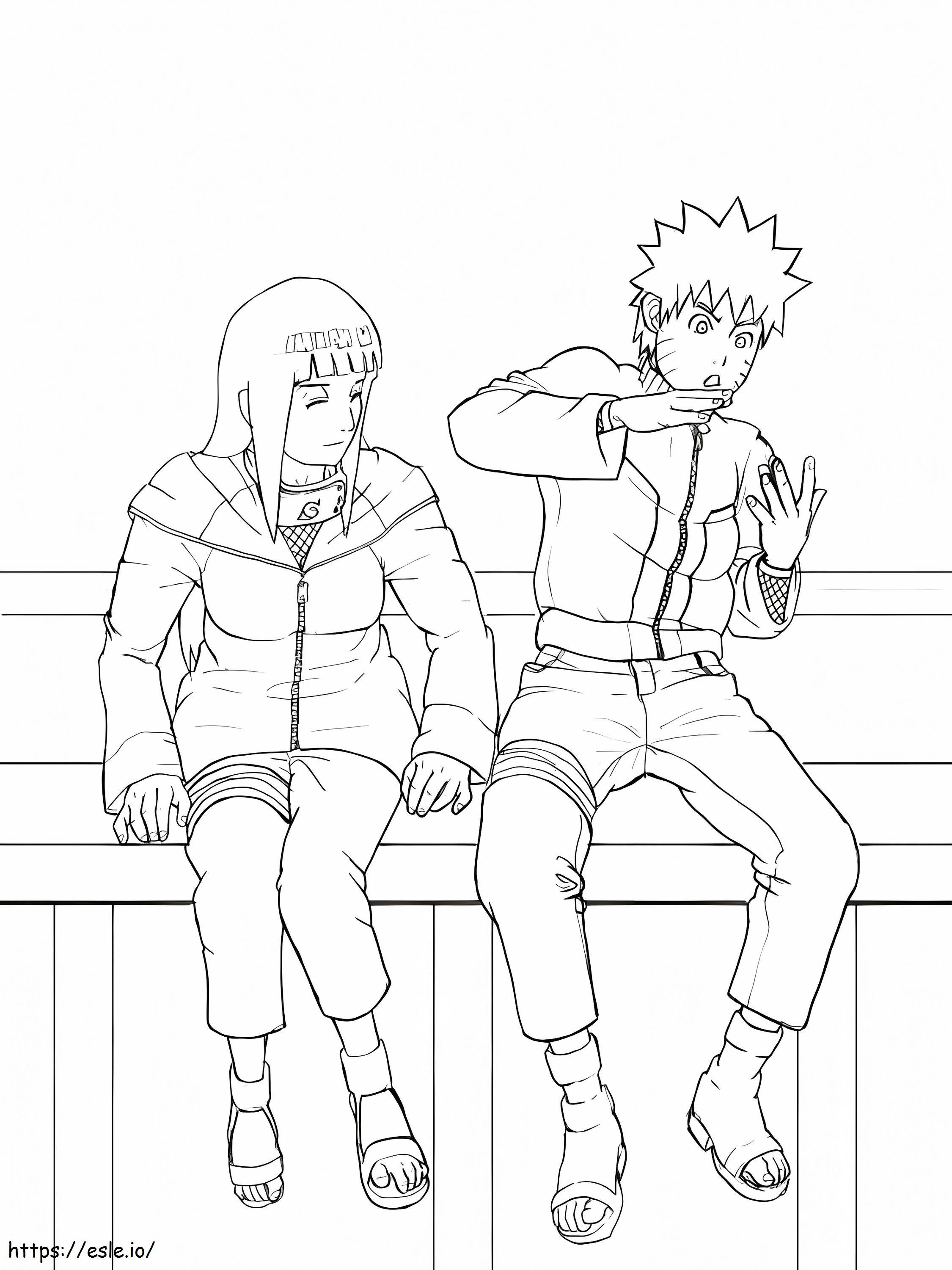 Hinata And Naruto Sitting coloring page