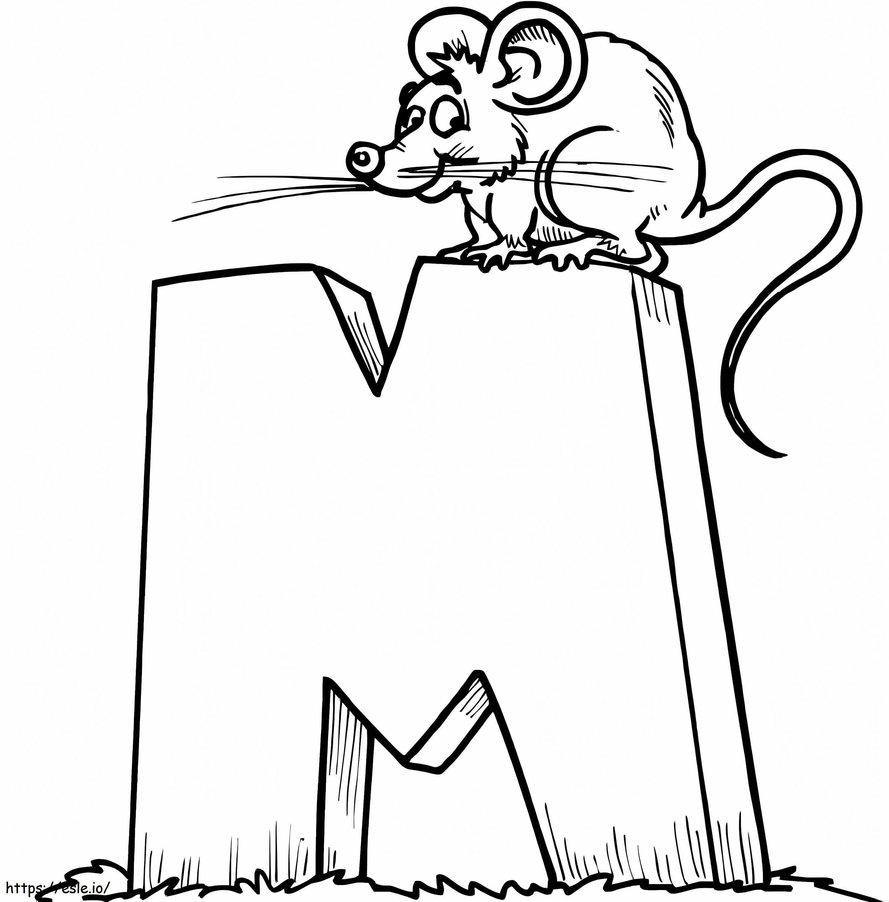 Desenho do Rato com a Letra M para Colorir