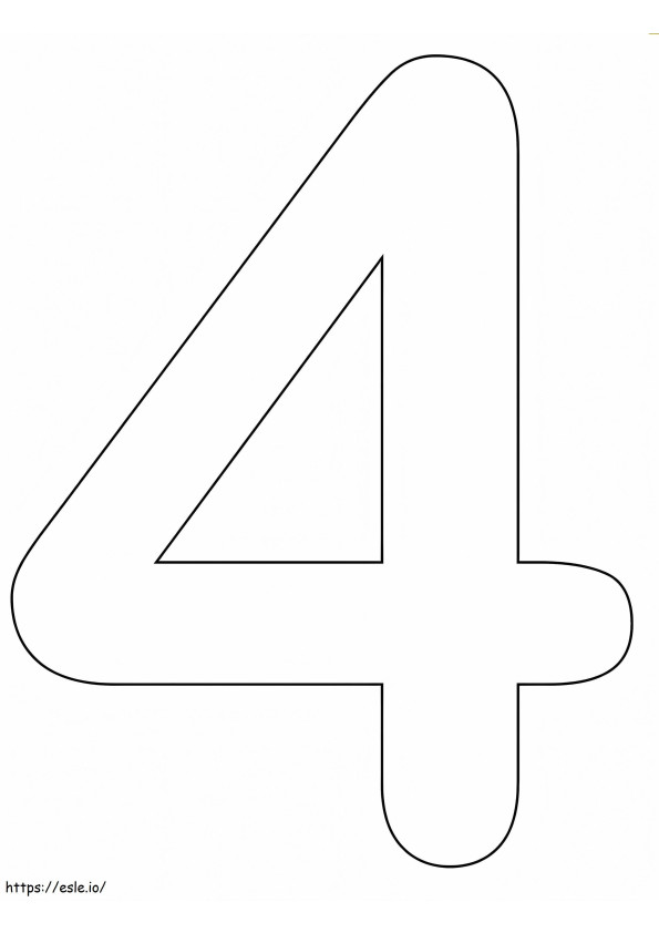 Simple Number 4 coloring page