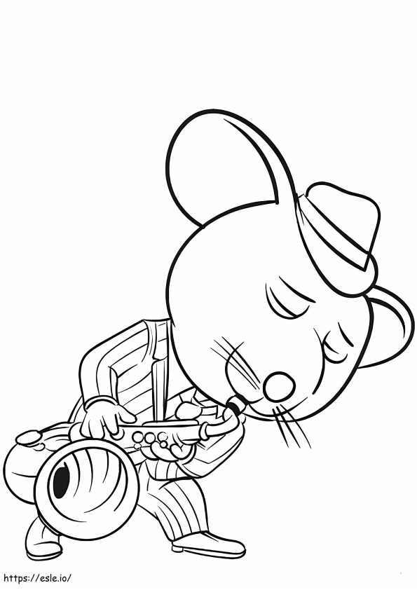 Mouse care cântă la saxofon de colorat
