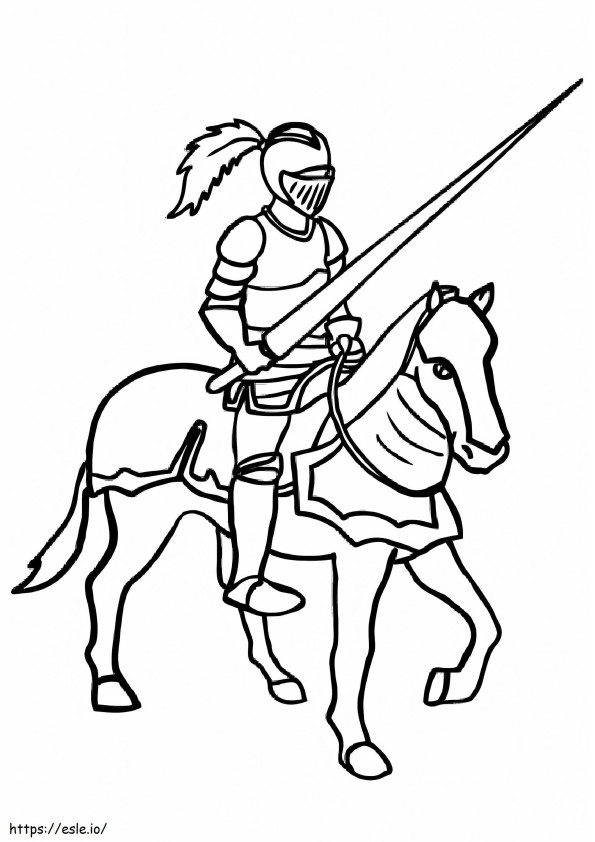 Coloriage Chevalier à cheval combattant à imprimer dessin