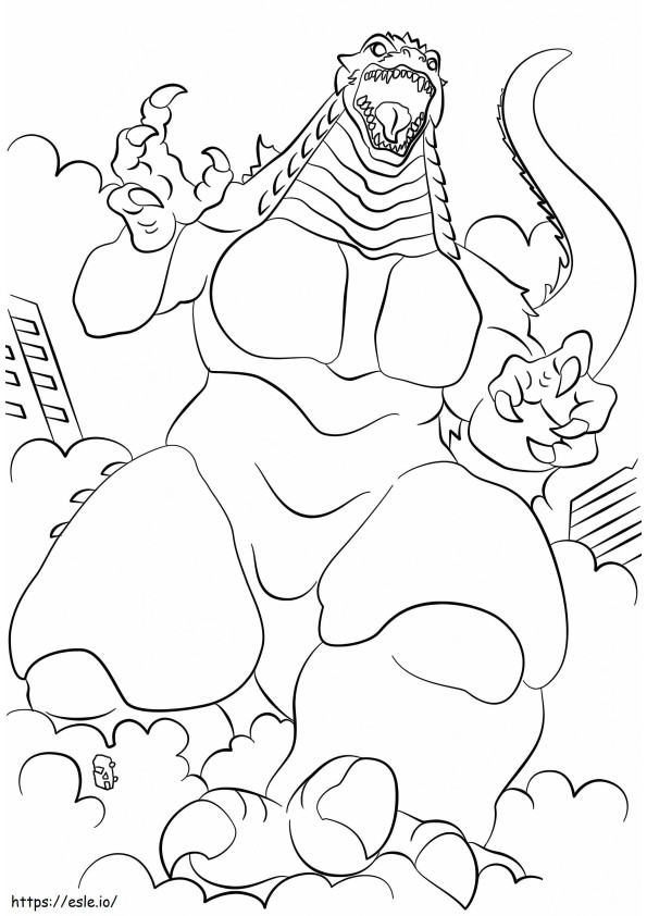 Godzilla Attacking coloring page