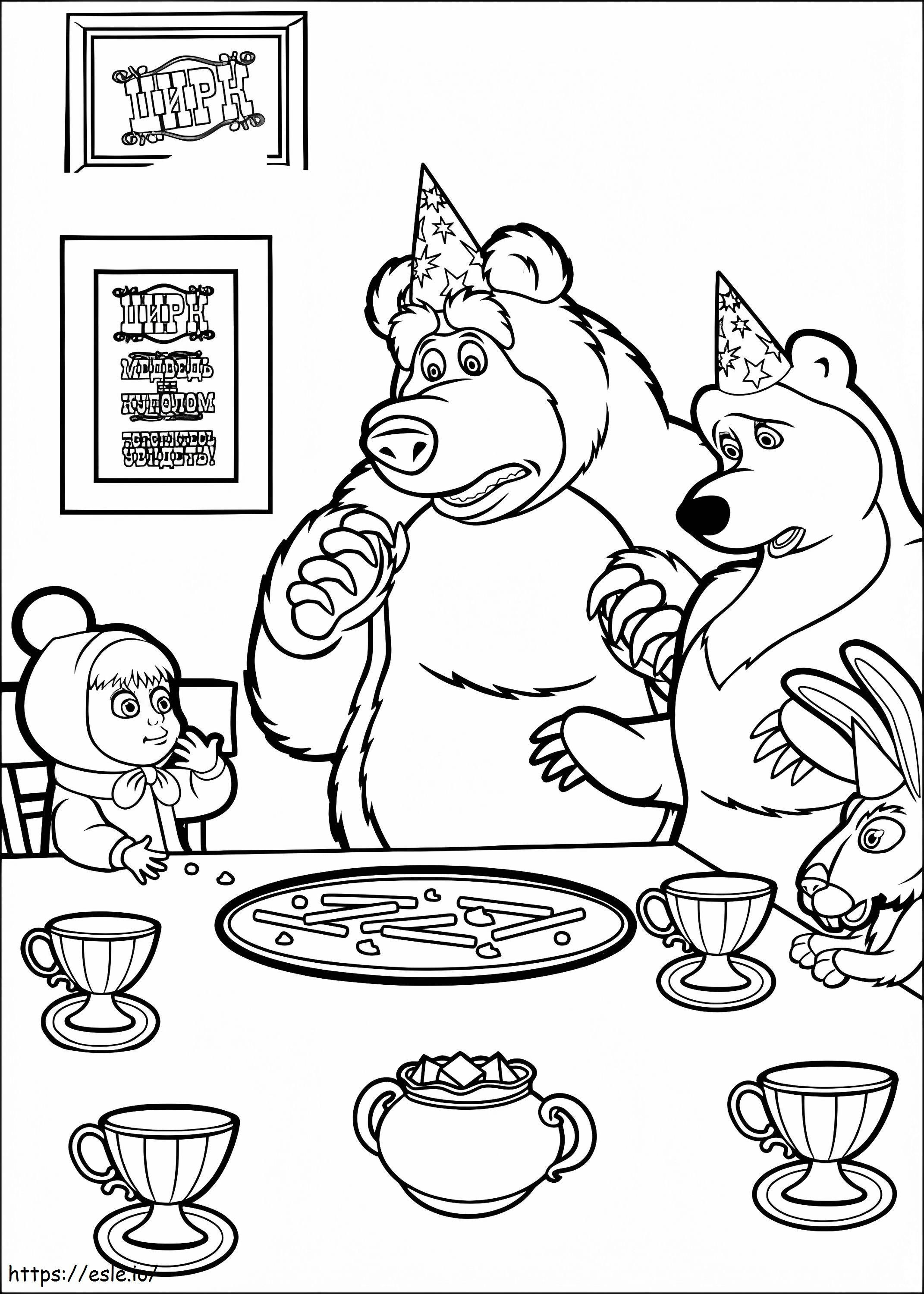 Masha In Party coloring page