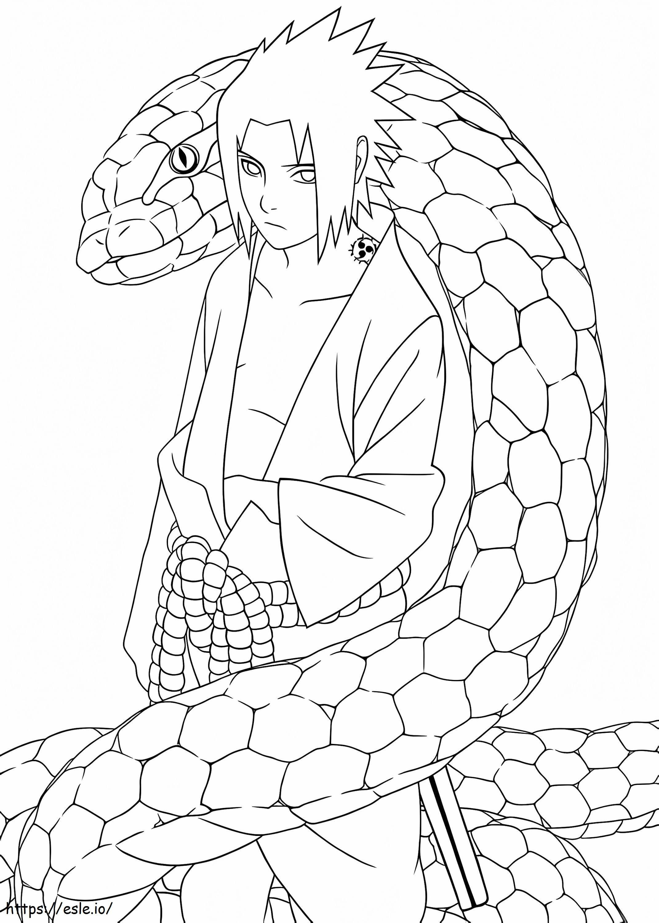 Coloriage Sasuke et Son Serpent à imprimer dessin