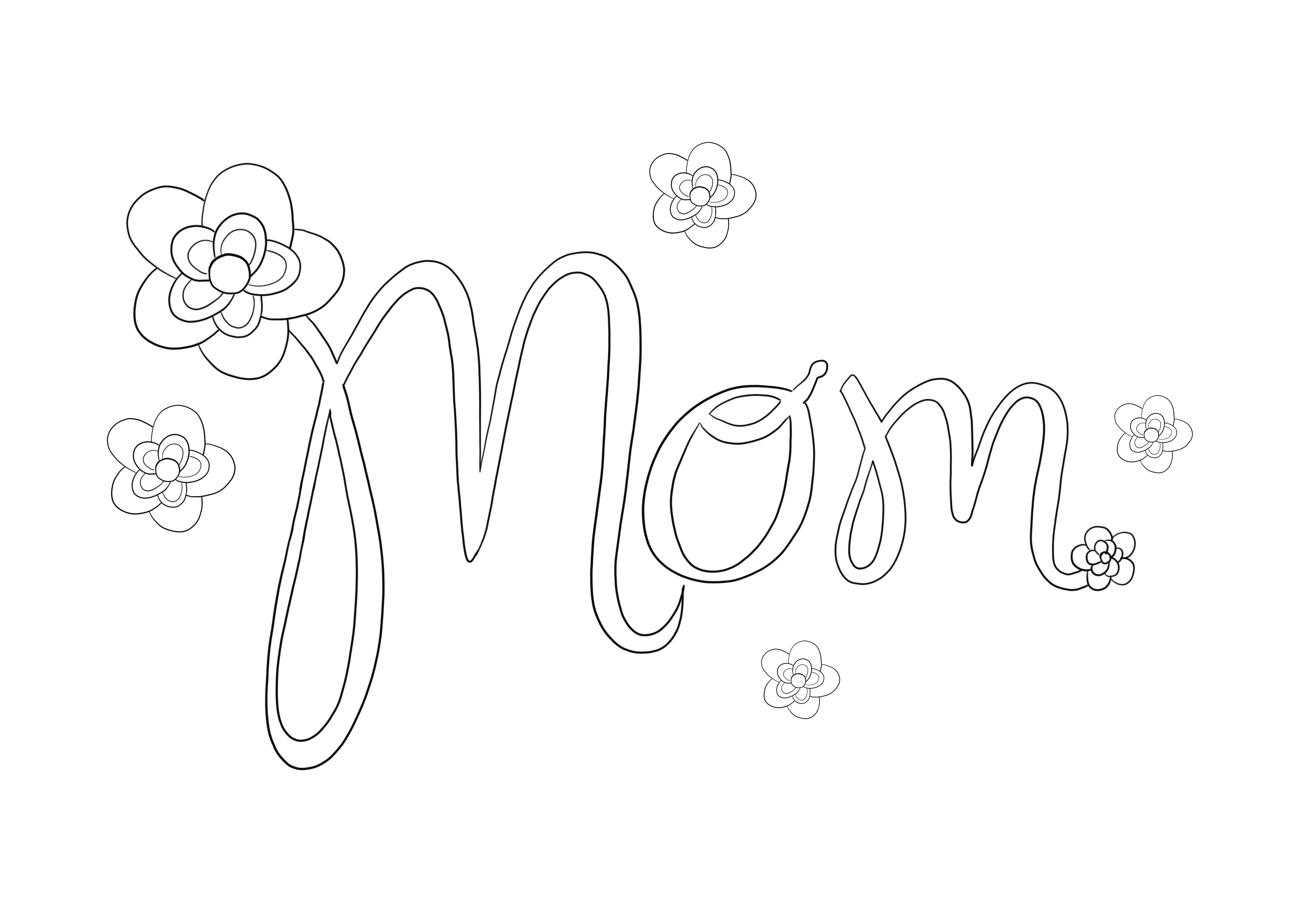 Mom's card to color and print for kids for free