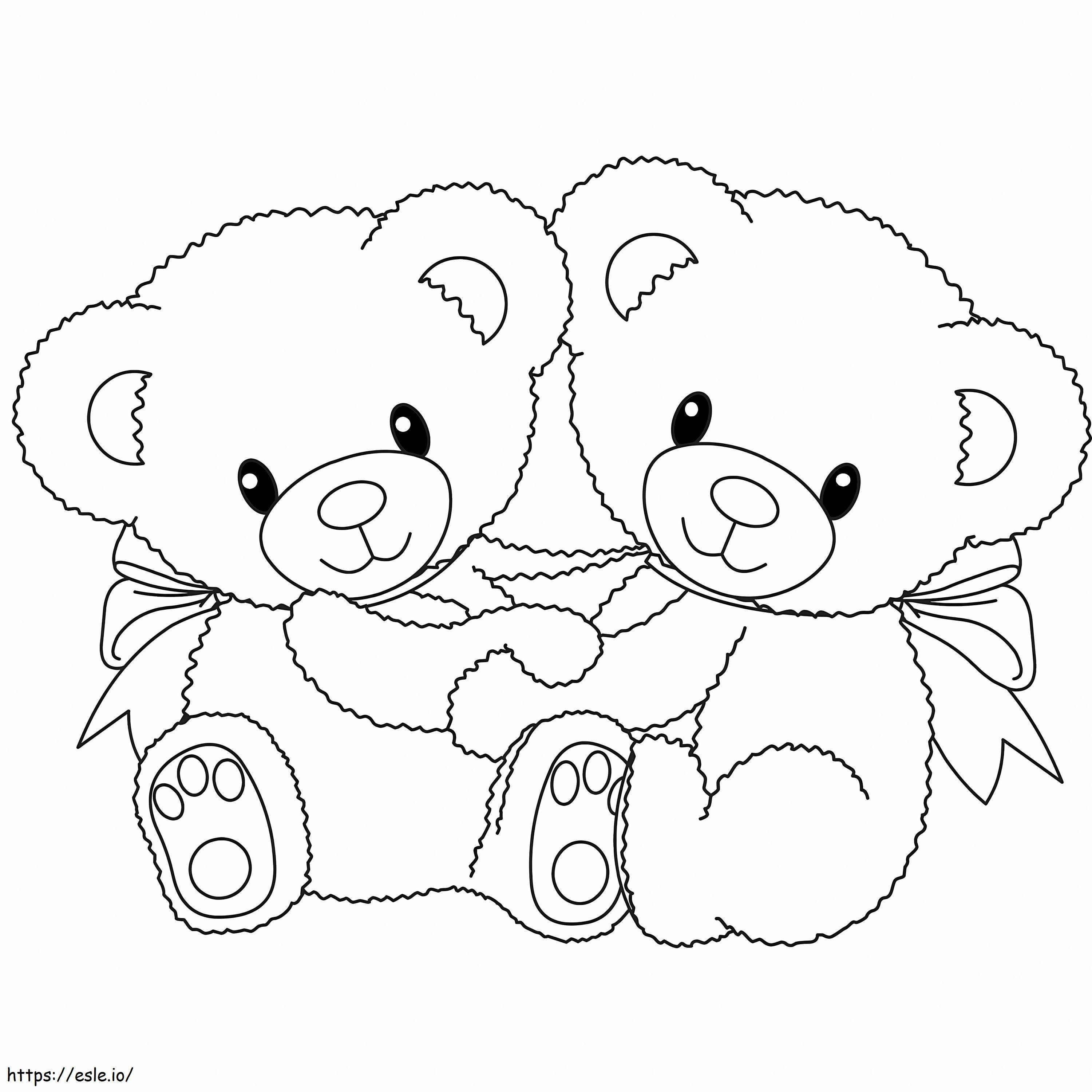 Dois ursinhos de pelúcia para colorir