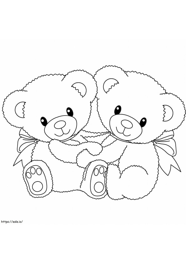 Twee teddyberen kleurplaat