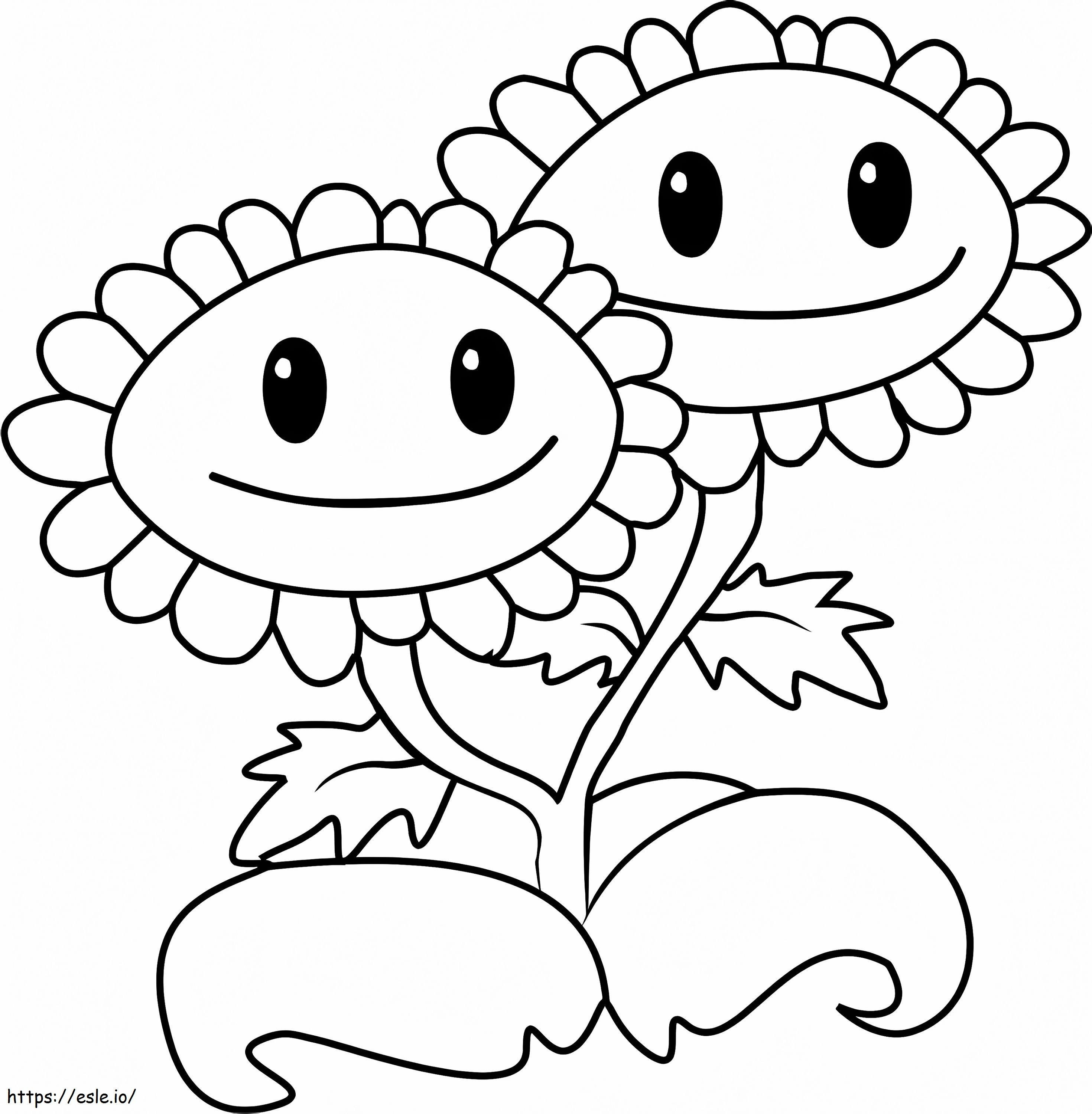 Twin Sunflower From Plant Vs Zombie coloring page