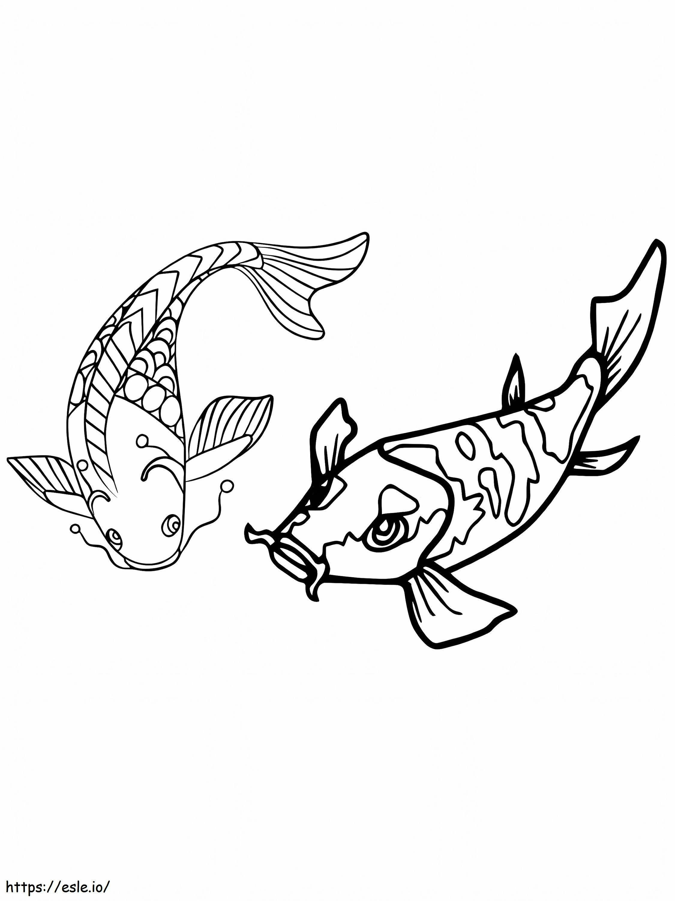 Coloriage Deux vieux poissons Koi à imprimer dessin