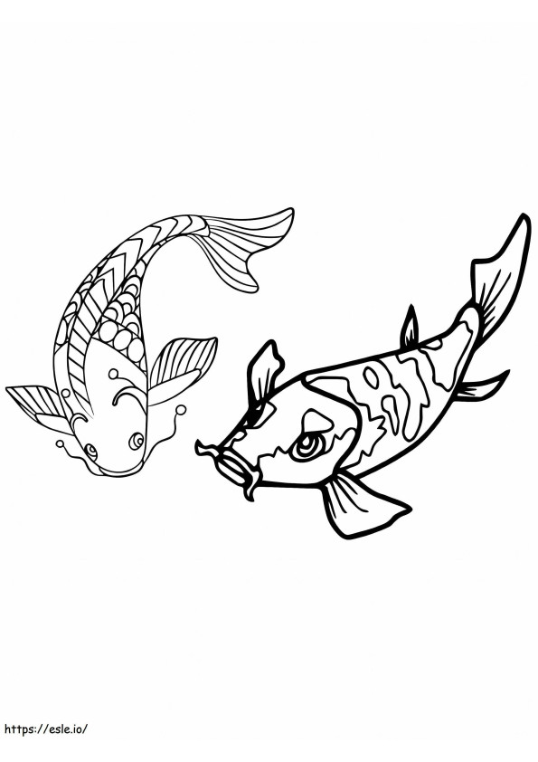 二匹の古い鯉 ぬりえ - 塗り絵