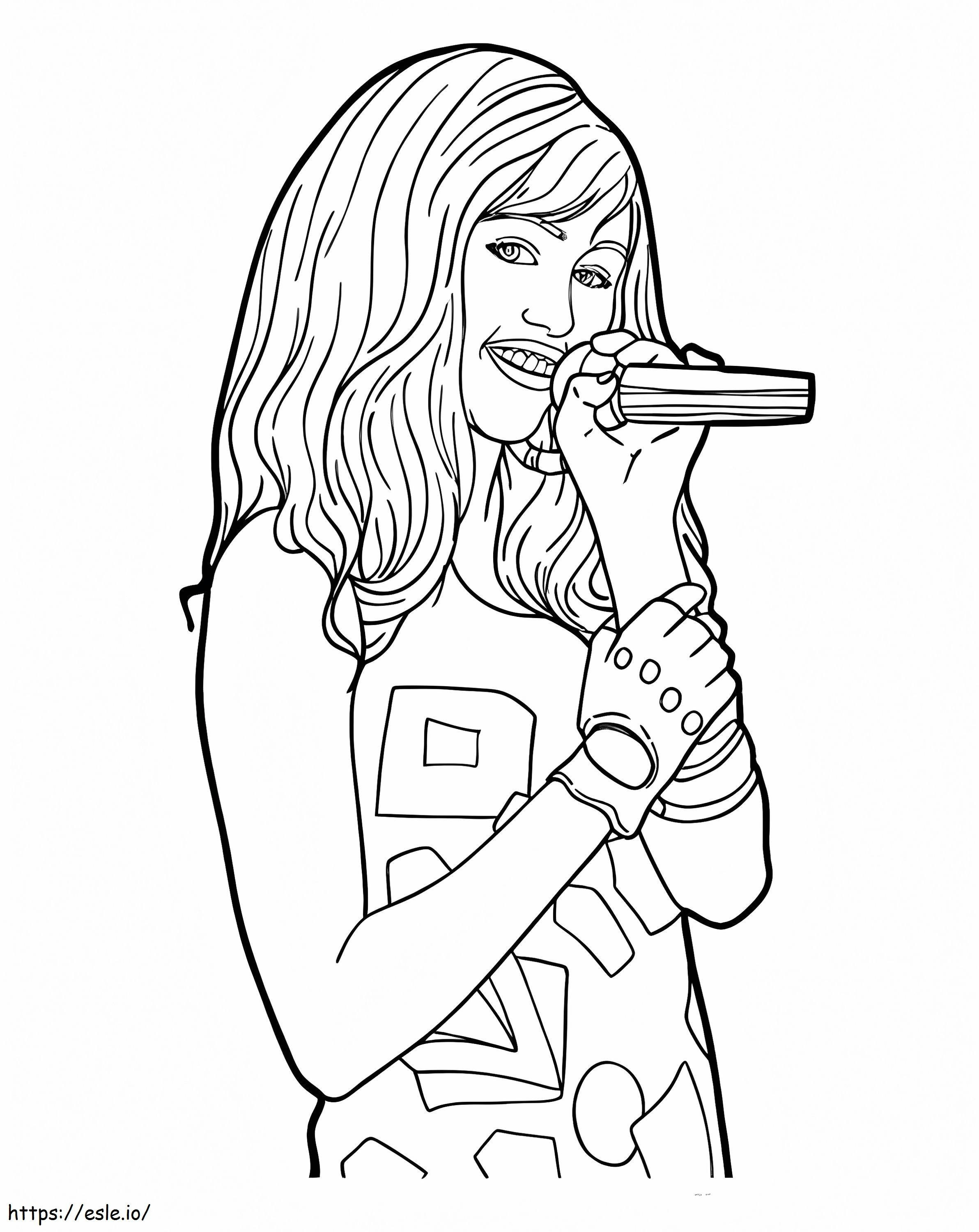 Hannah Montana Is Singing coloring page
