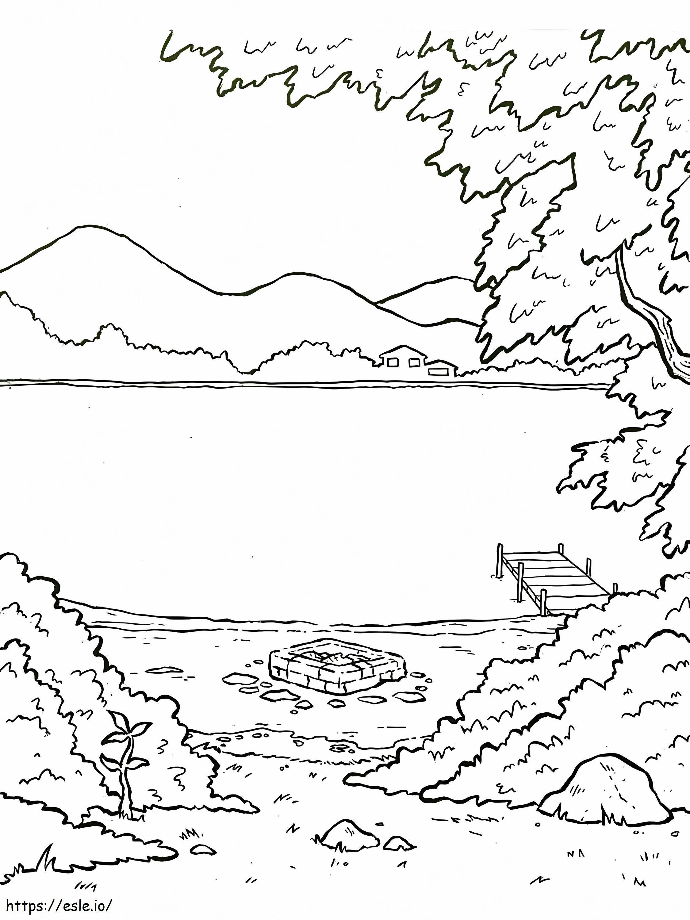 Lake Landscape coloring page