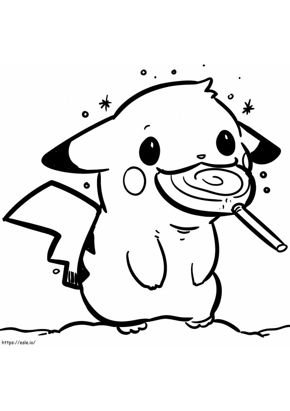 Pikachu With Lollipop coloring page