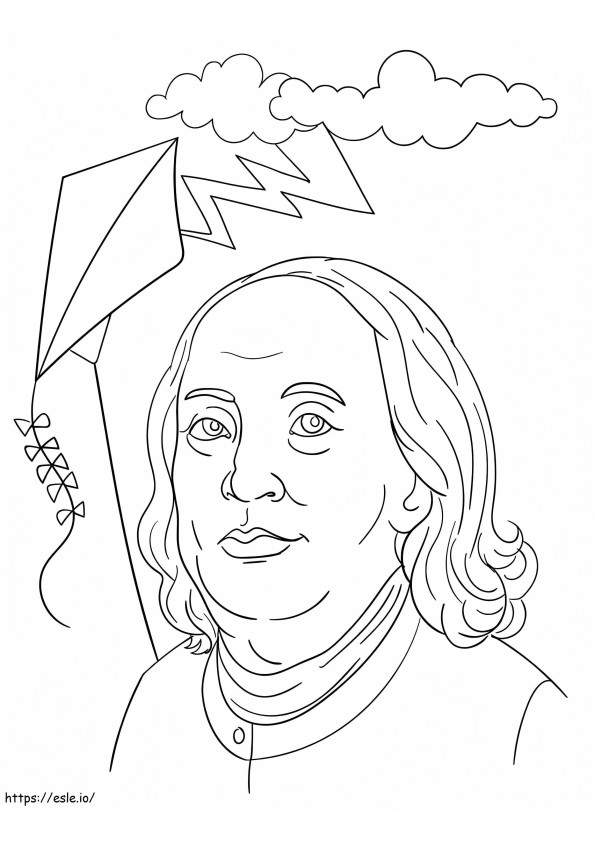 Coloriage Benjamin Franklin et cerf-volant à imprimer dessin