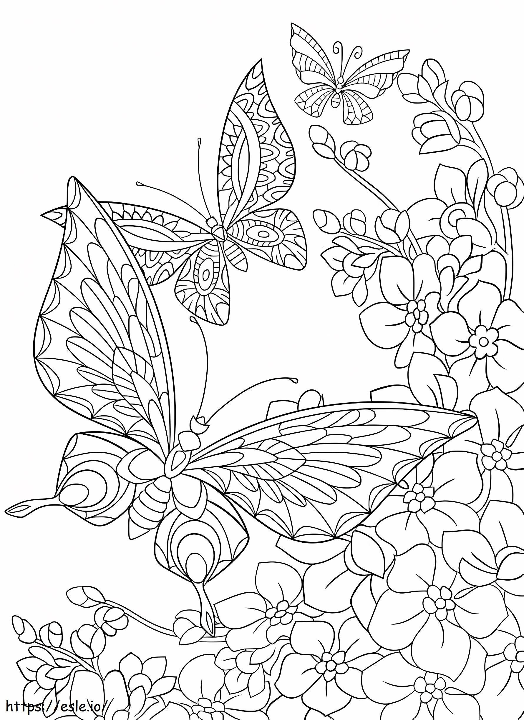 Coloriage Deux papillons pour adultes à imprimer dessin