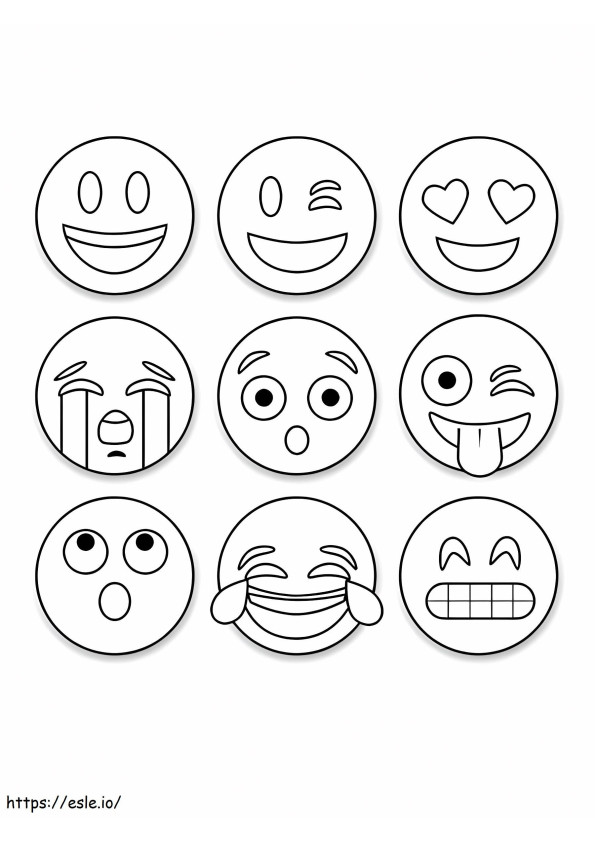 Nine Emoji coloring page