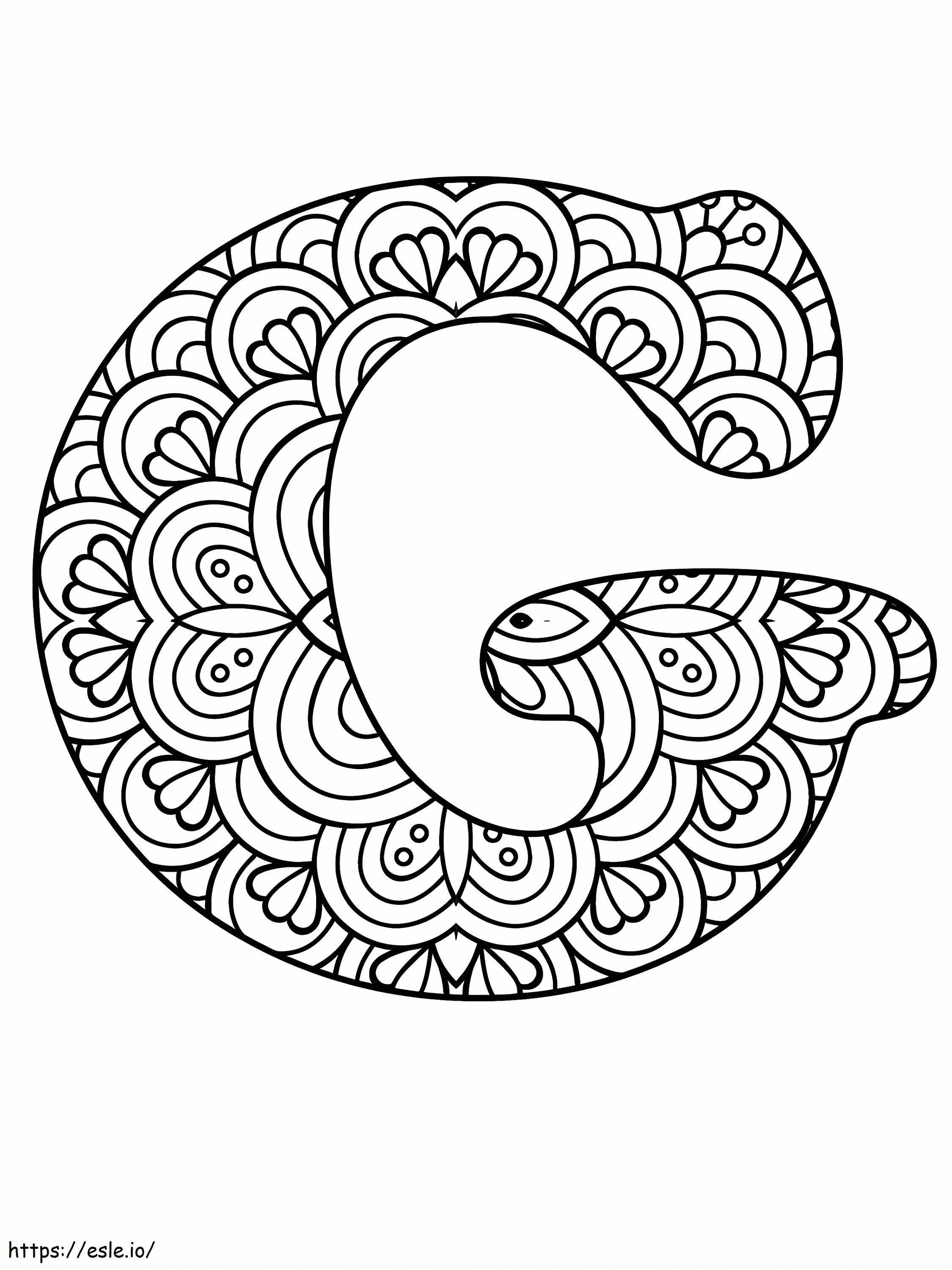 Buchstabe G Mandala-Alphabet ausmalbilder