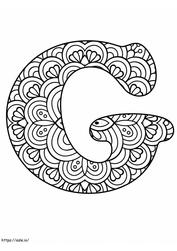 Letra G Mandala Alfabeto para colorir