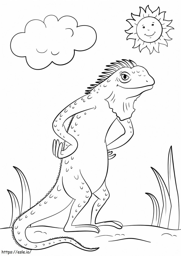 1565143751 Cartoon Iguana Lizard A4 coloring page