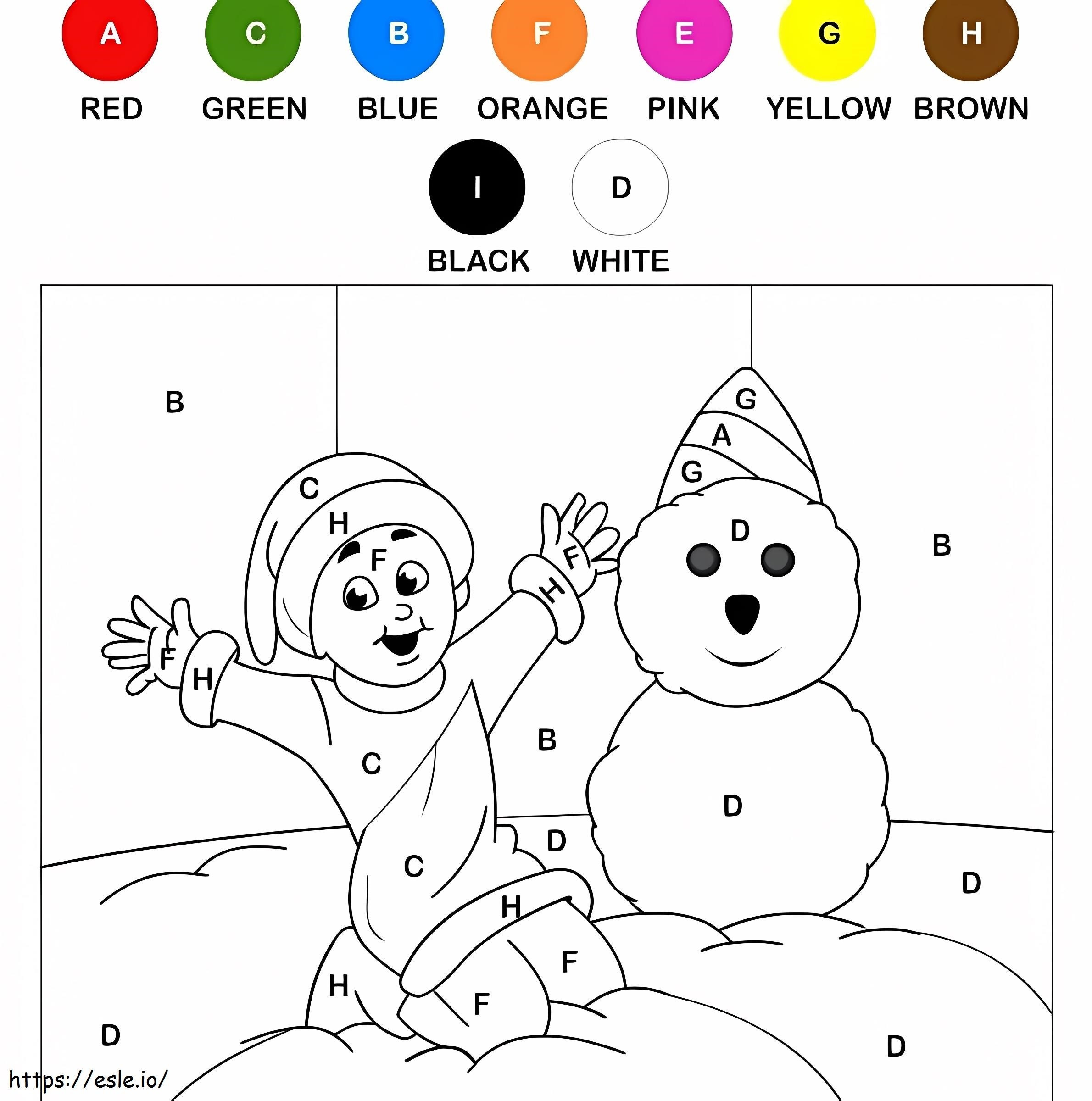 Winter Color By Letters coloring page