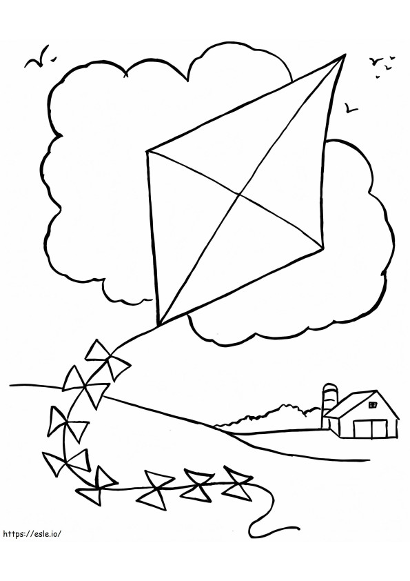 Kite Flying In The Sky coloring page