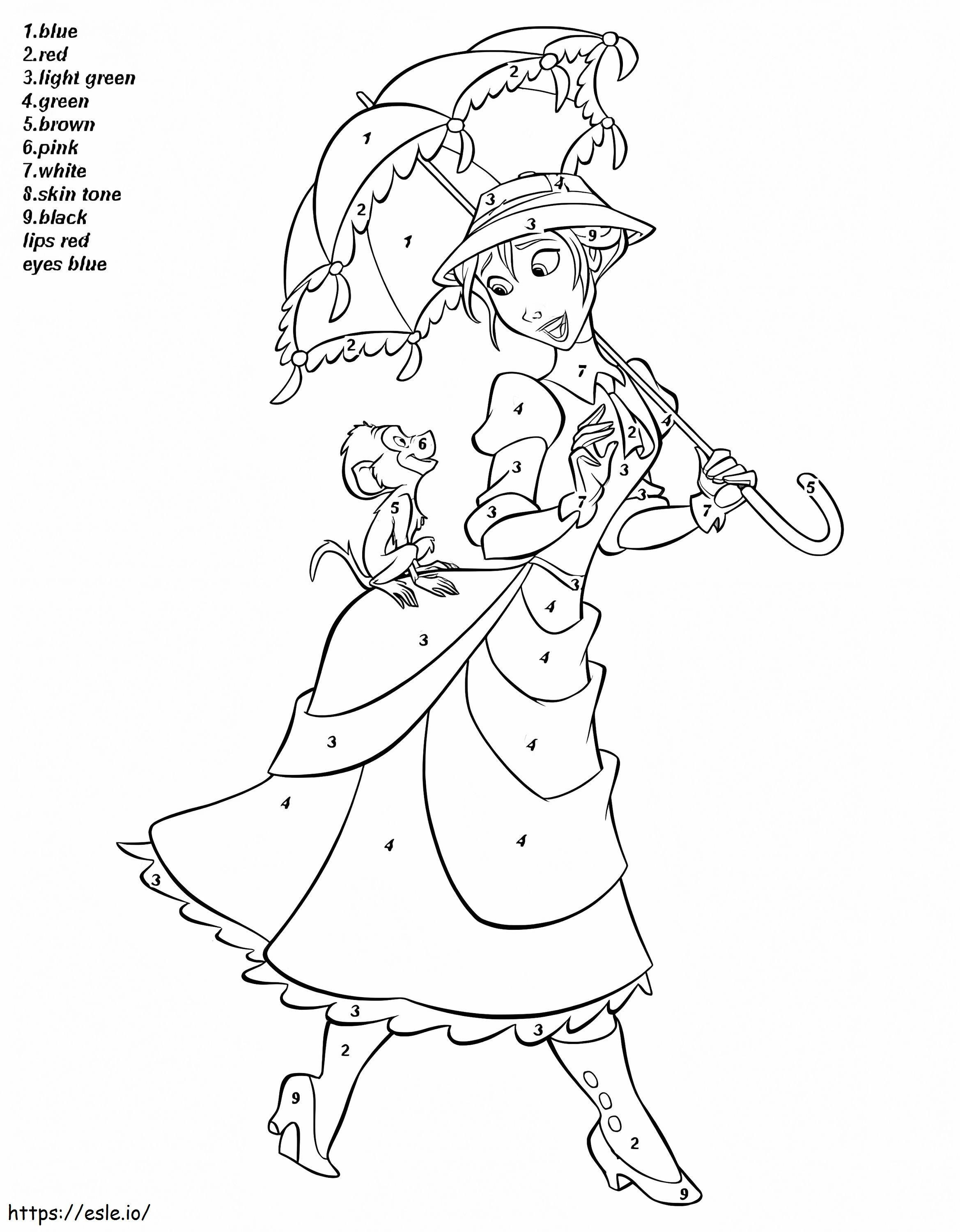 Jane From Tarzan Color By Number coloring page