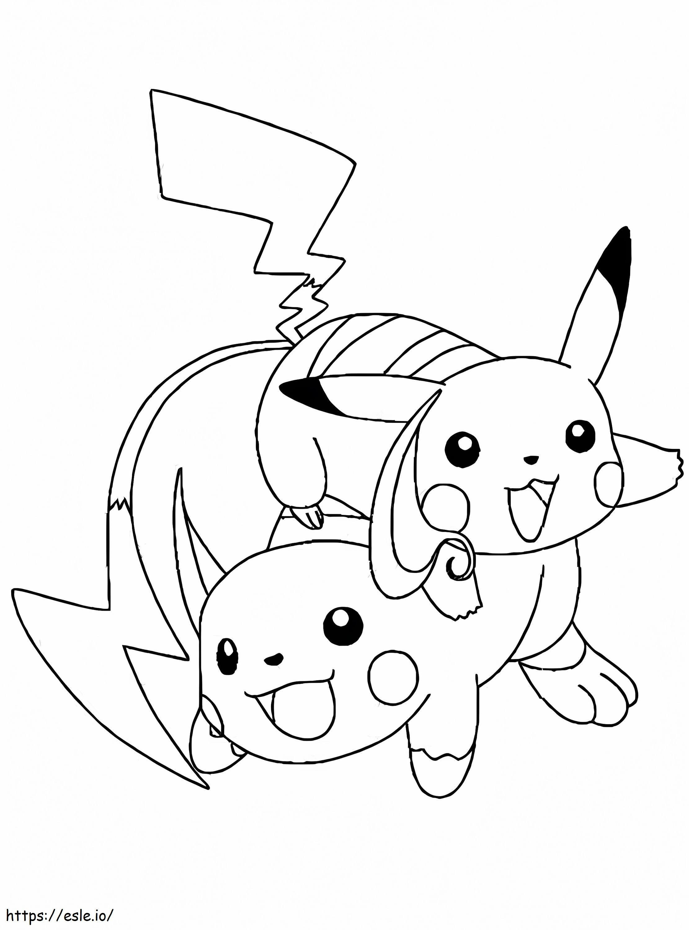 Pikachu Con Raichu coloring page