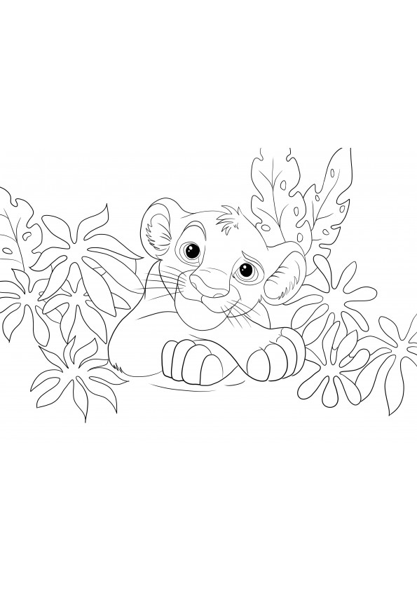 Cute lion Simba coloring image for free downloading