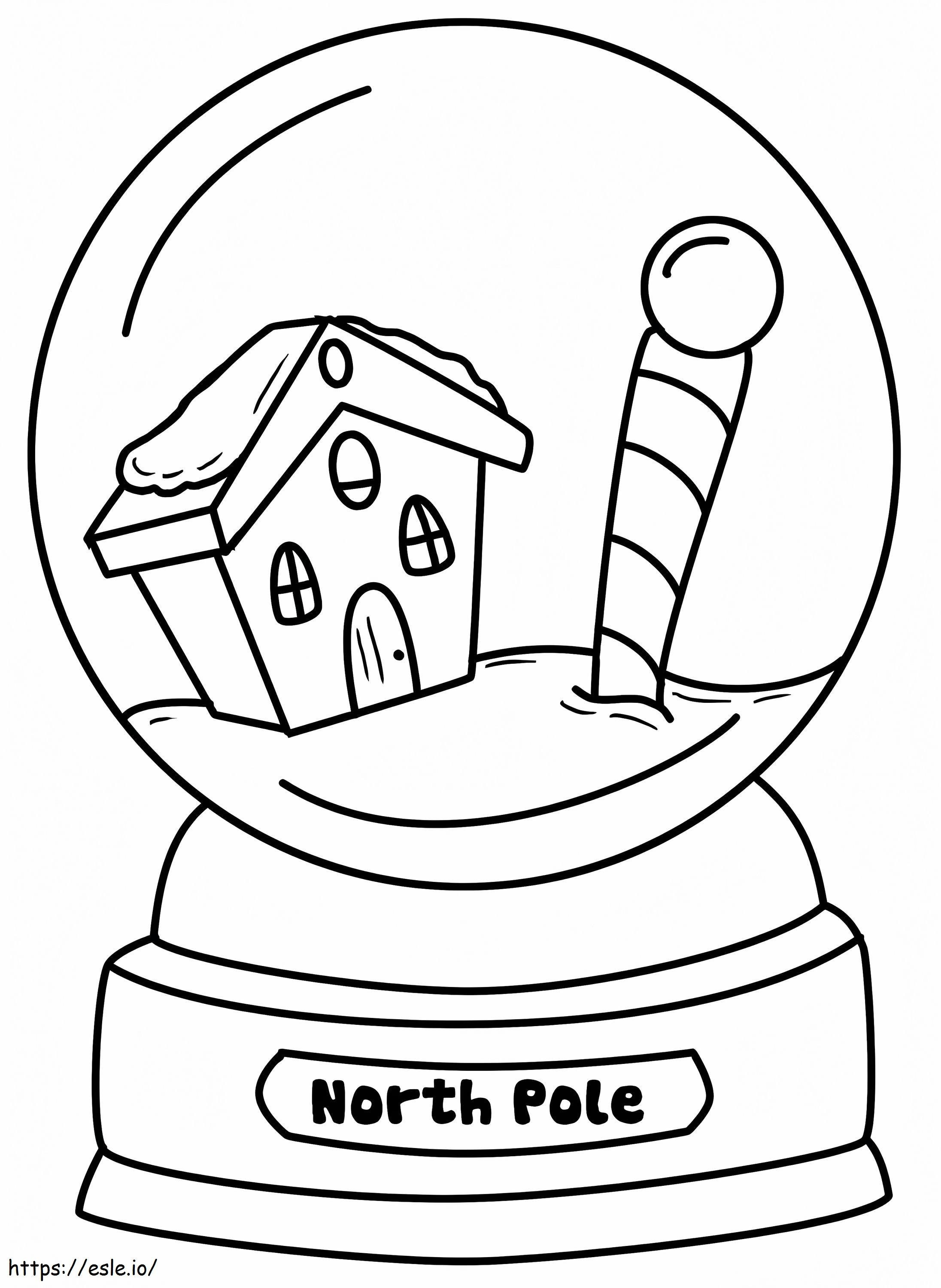 Coloriage Maison d'hiver dans une boule à neige à imprimer dessin