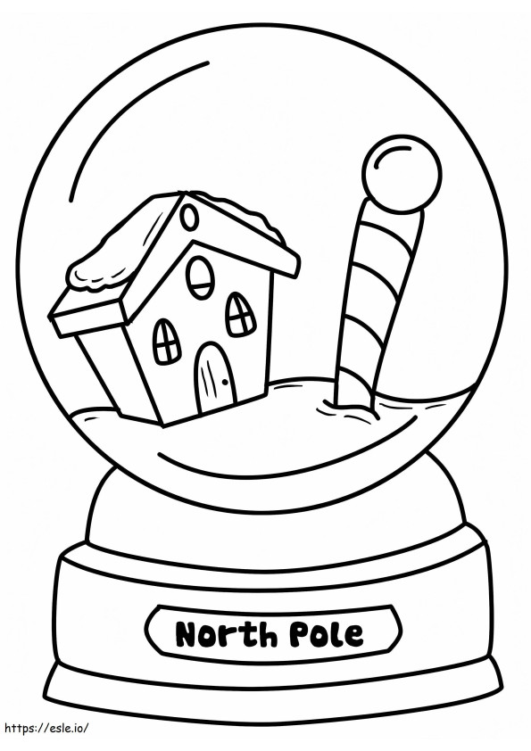 Coloriage Maison d'hiver dans une boule à neige à imprimer dessin