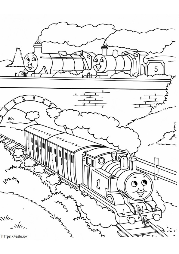 Drie Thomas de trein kleurplaat