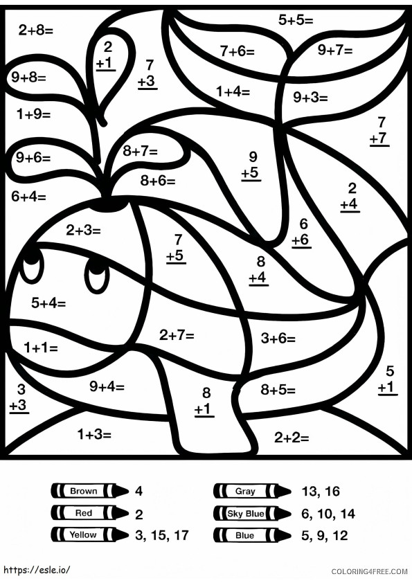 Whale Math Worksheet coloring page