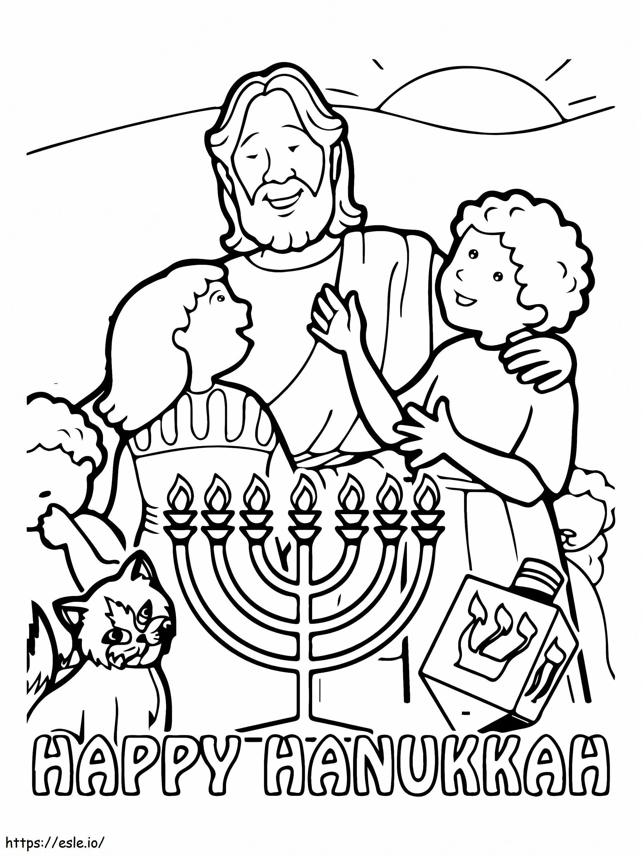 Feliz celebración de Hanukkah para colorear