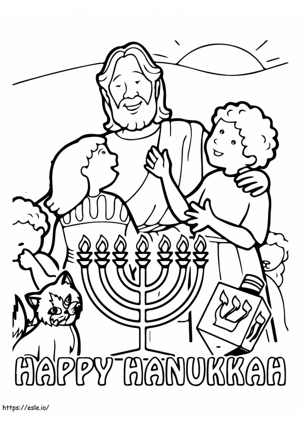 Feliz celebración de Hanukkah para colorear