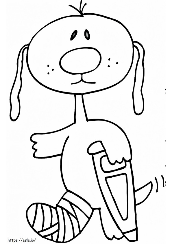Dog With A Broken Leg 672X1024 coloring page