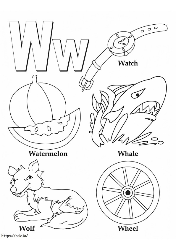 Letter W 2 coloring page