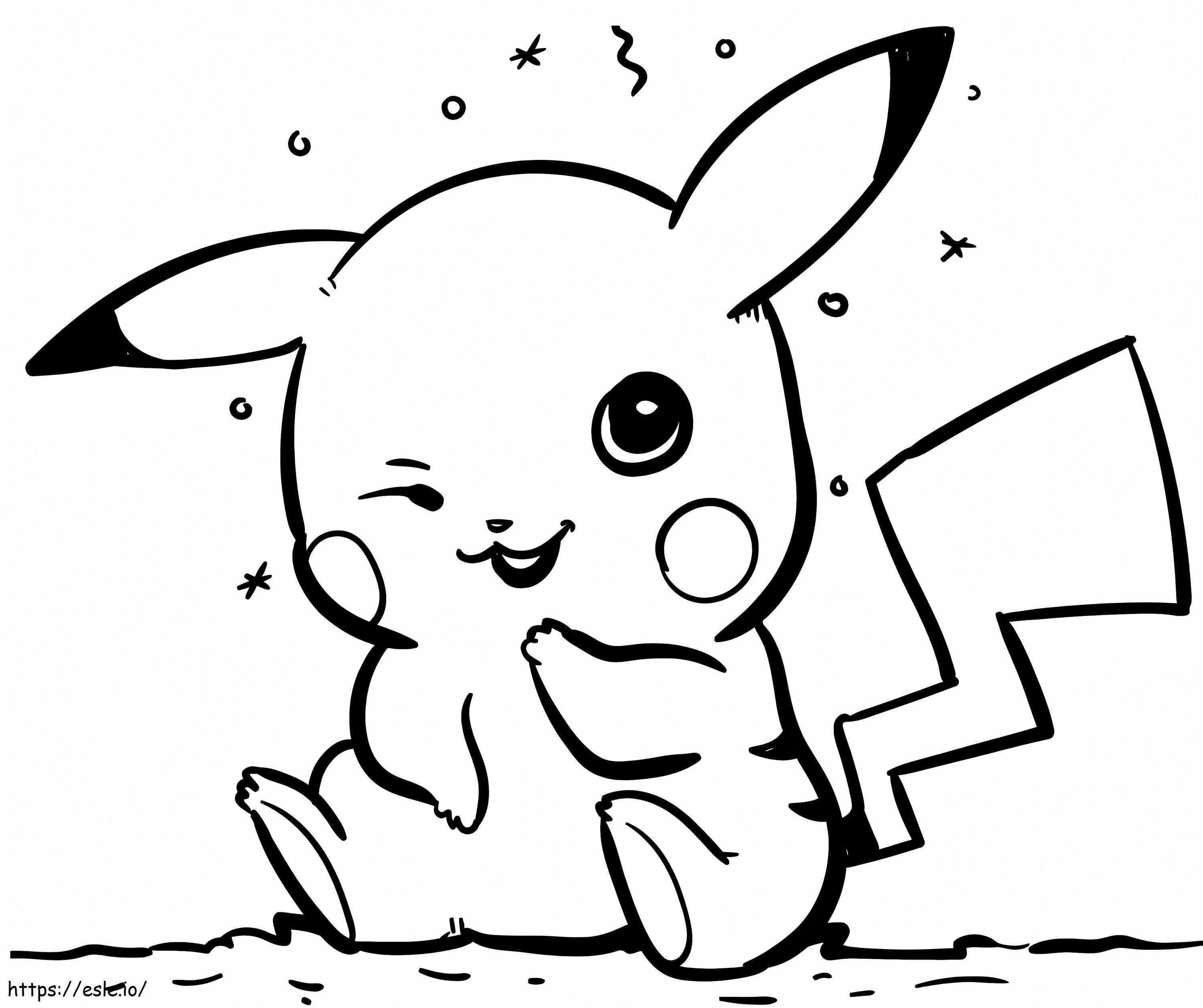 Coloriage Pikachu qui rit à imprimer dessin