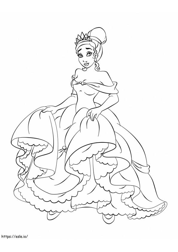 Kaunis prinsessa Tiana 3 värityskuva