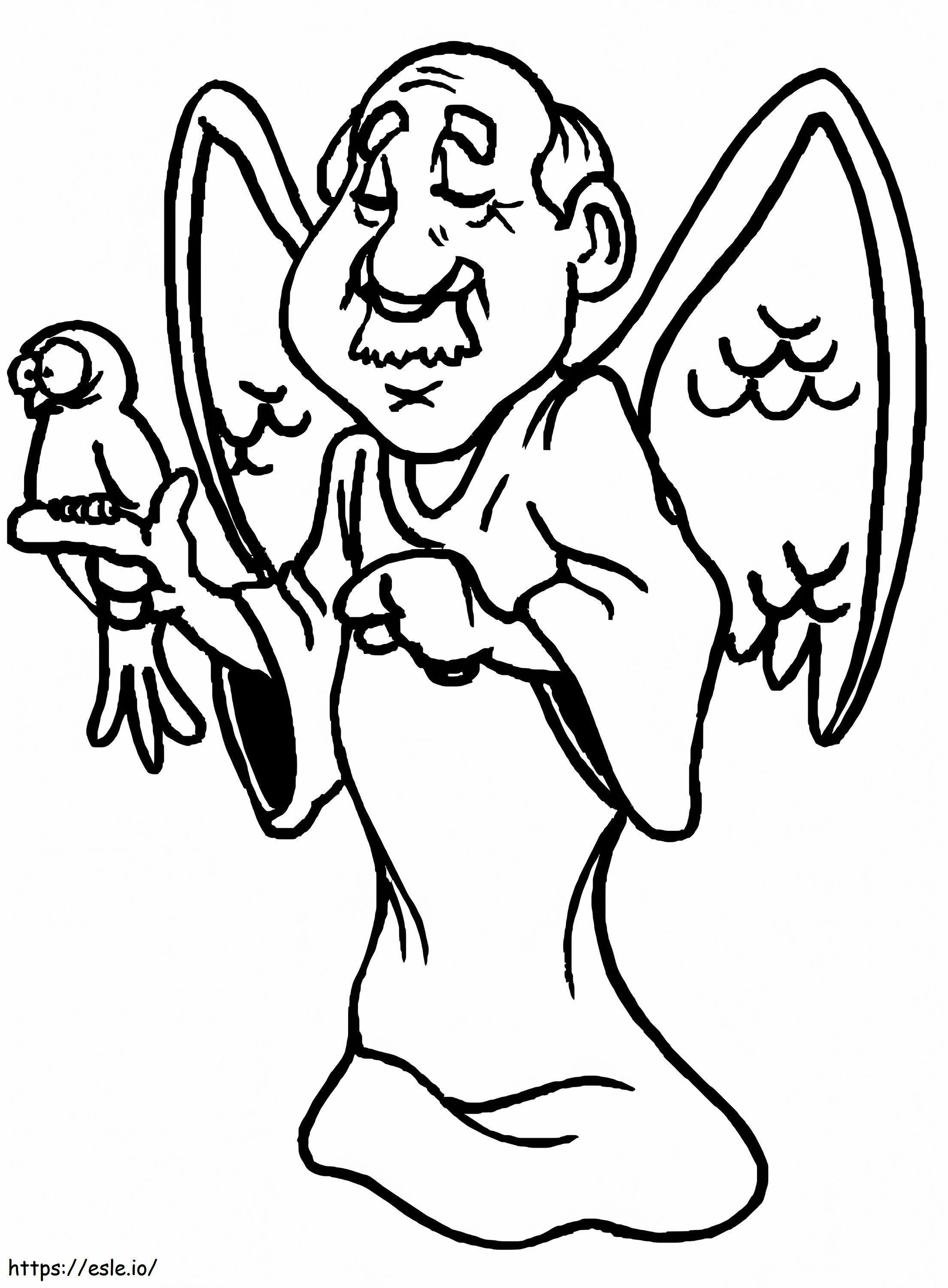 Angel And A Bird coloring page