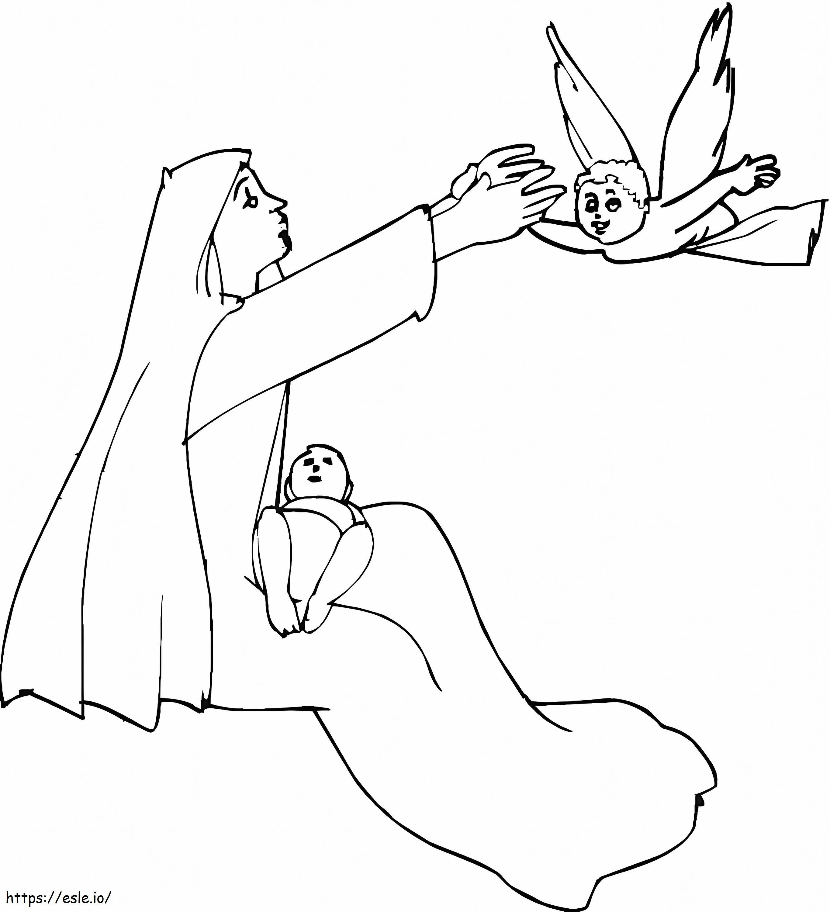 Engel en Moeder Maria kleurplaat kleurplaat