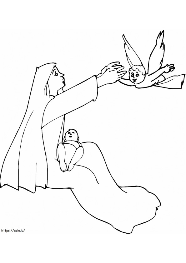 Anioł I Matka Maryja kolorowanka
