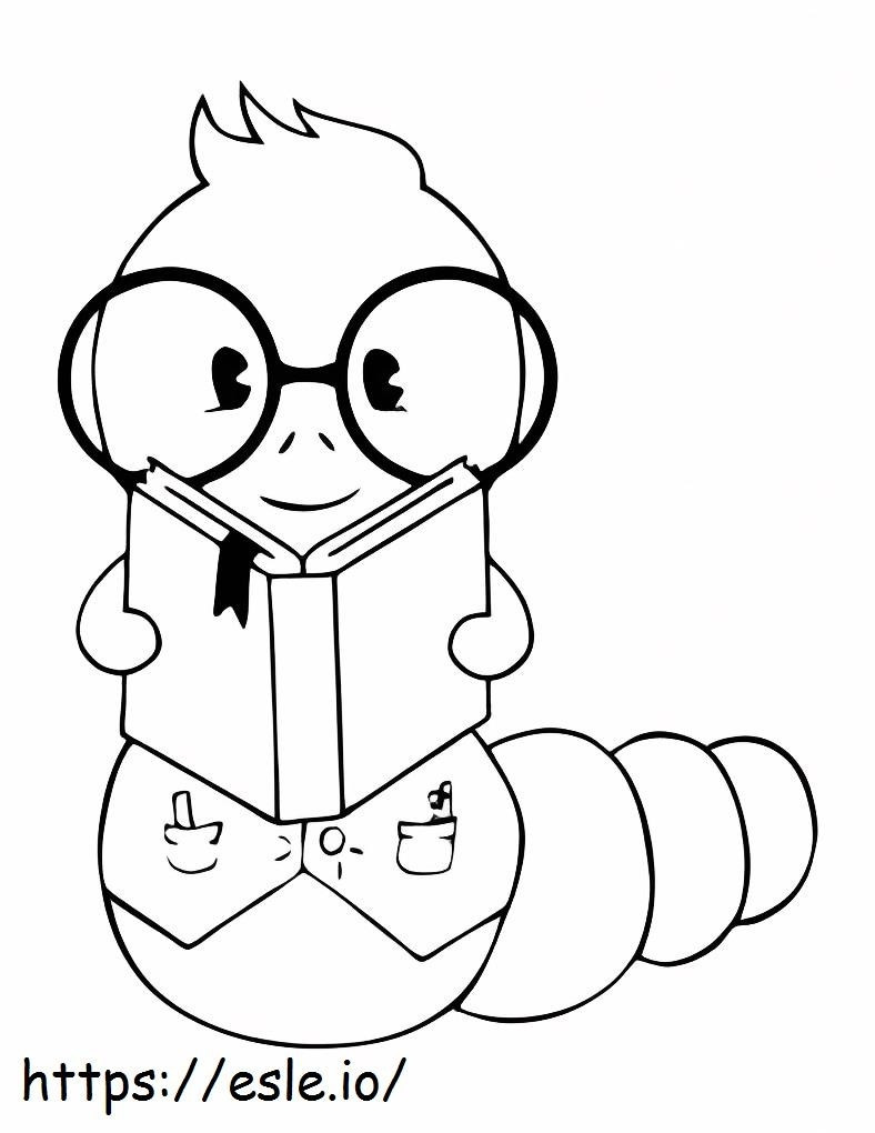 Worm Reading Book coloring page