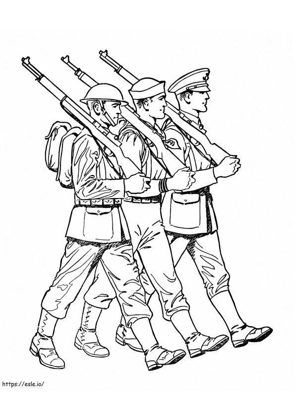 Coloriage Trois soldats à imprimer dessin