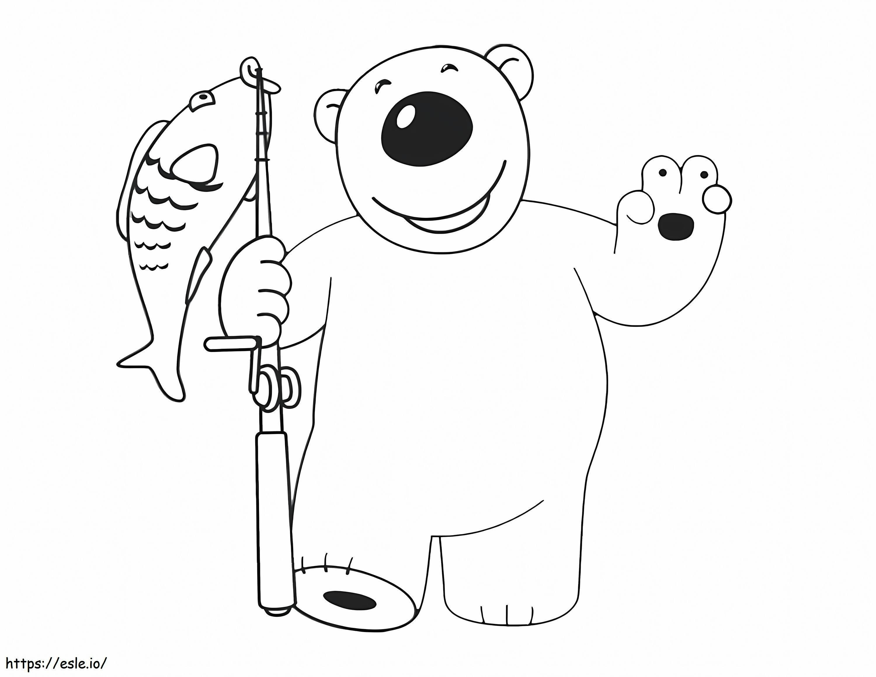 Coloriage Pêche à l'ours Poby à imprimer dessin