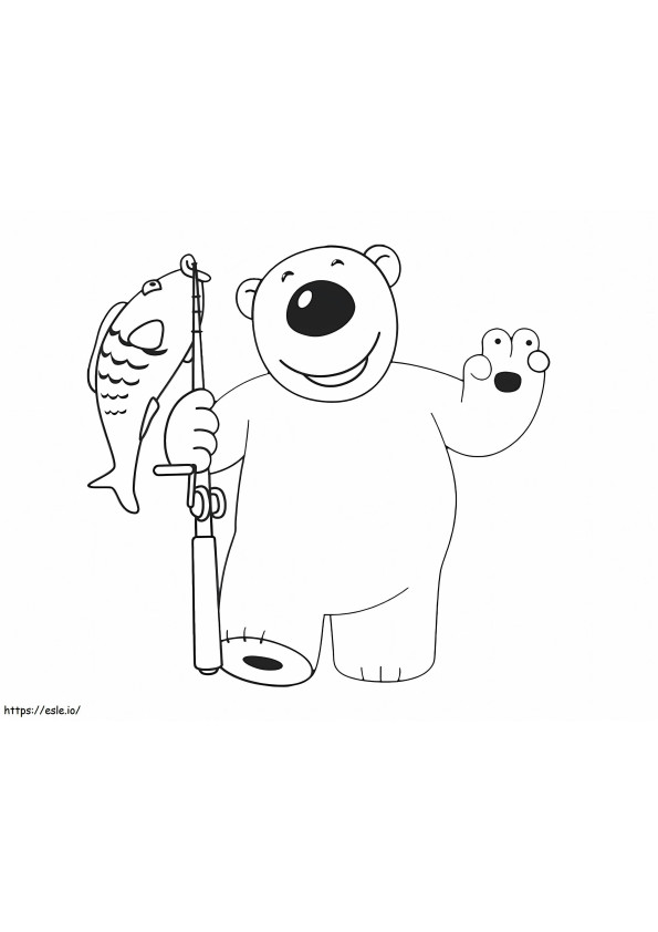Poby beer vissen kleurplaat