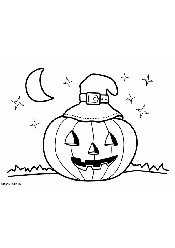 Jack O Lantern With Witch Hat coloring page