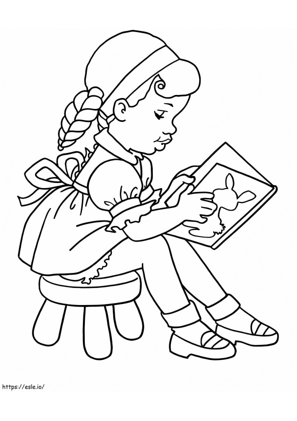 Nina Reading A Book At School coloring page