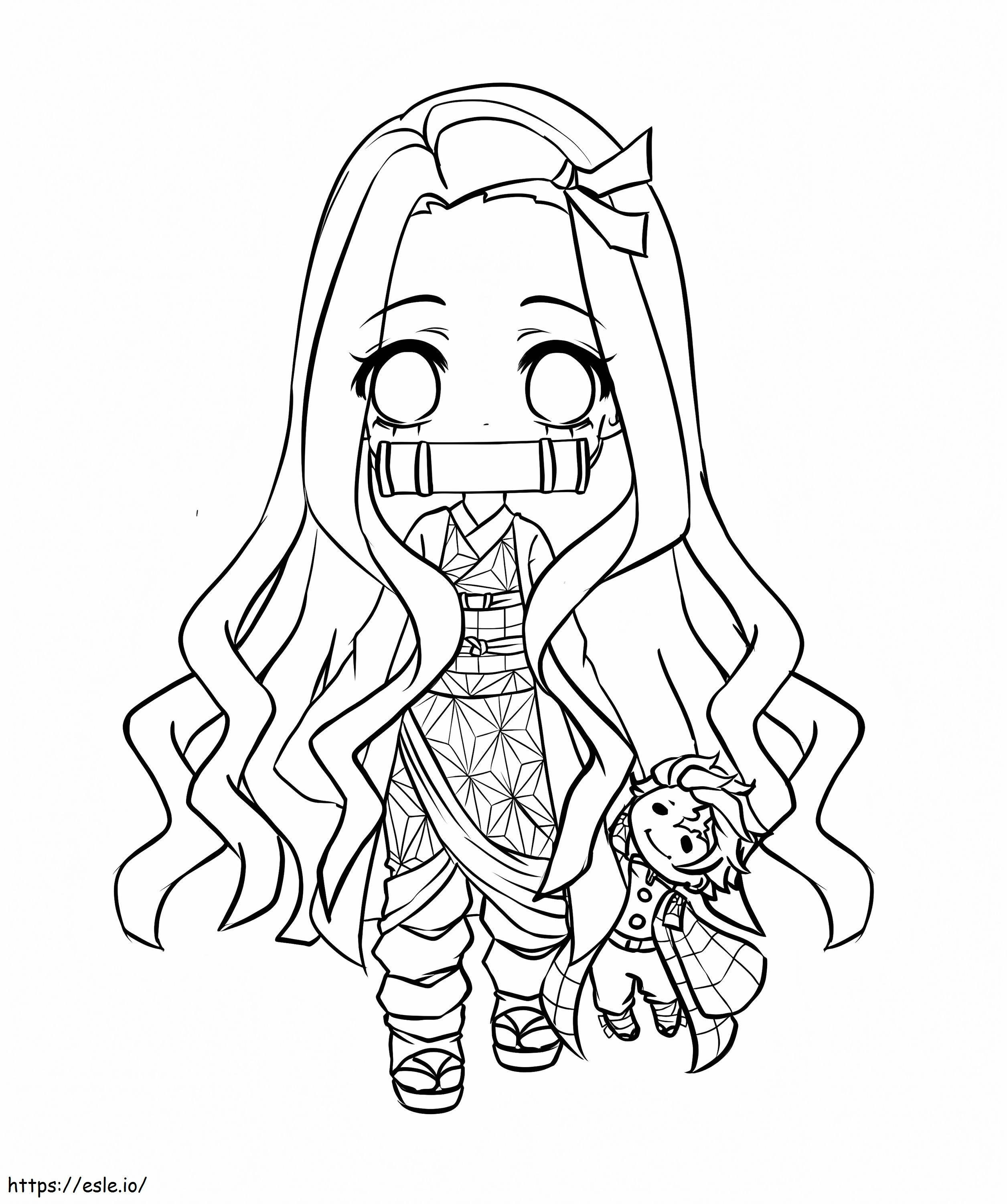 Lovely Nezuko coloring page